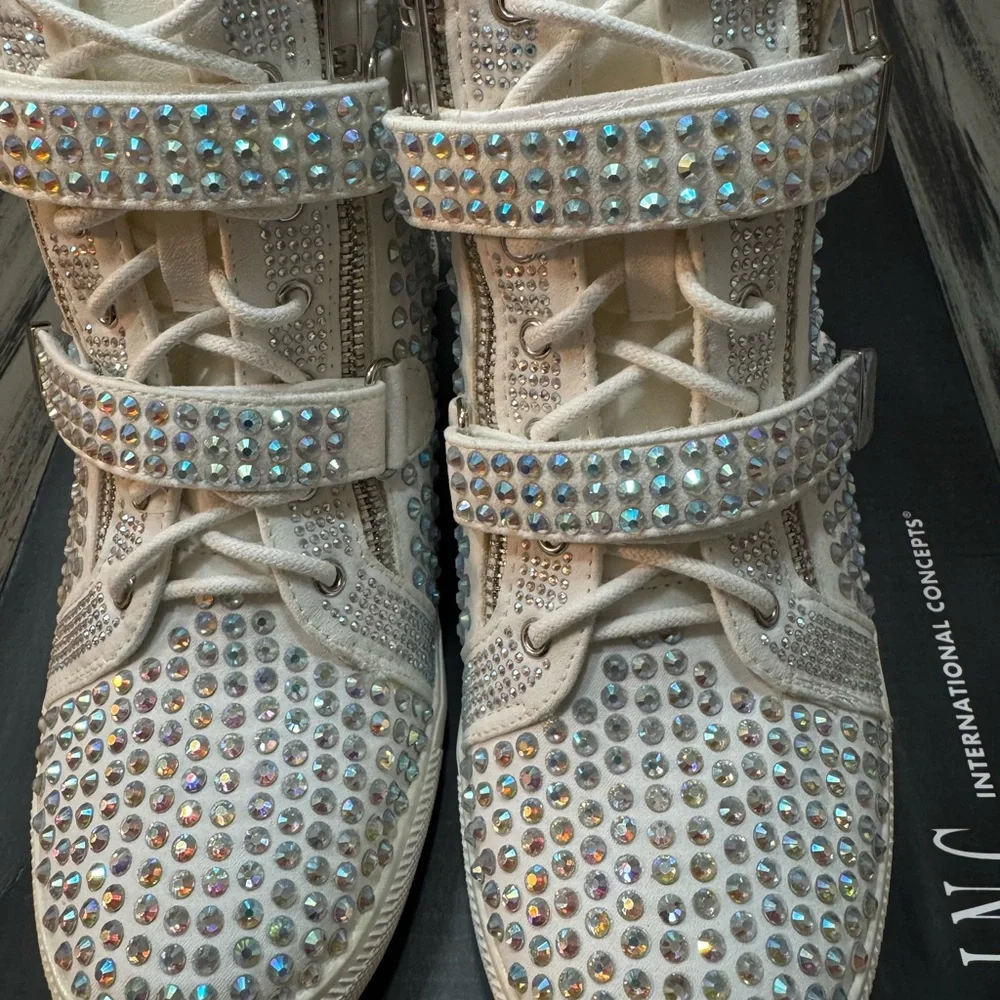 INC International Concepts Women’s Debby Rhinestone Wedge Sneakers Size 10 - Picture 6 of 13